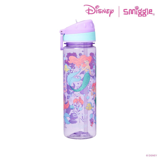 Smiggle - Disney Princess Straw 650ml BPA-Free Water Bottle