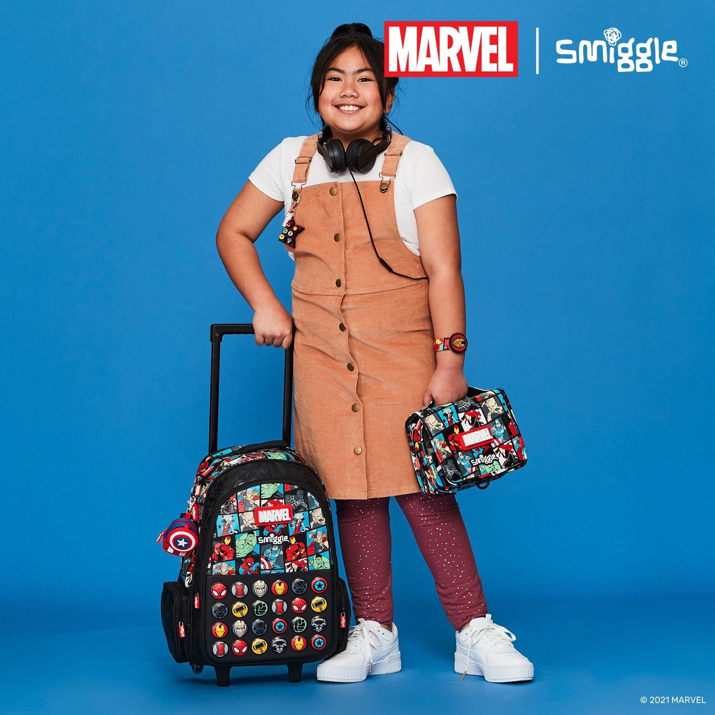 Smiggle - Marvel Light-Up Wheeled Trolley Bag