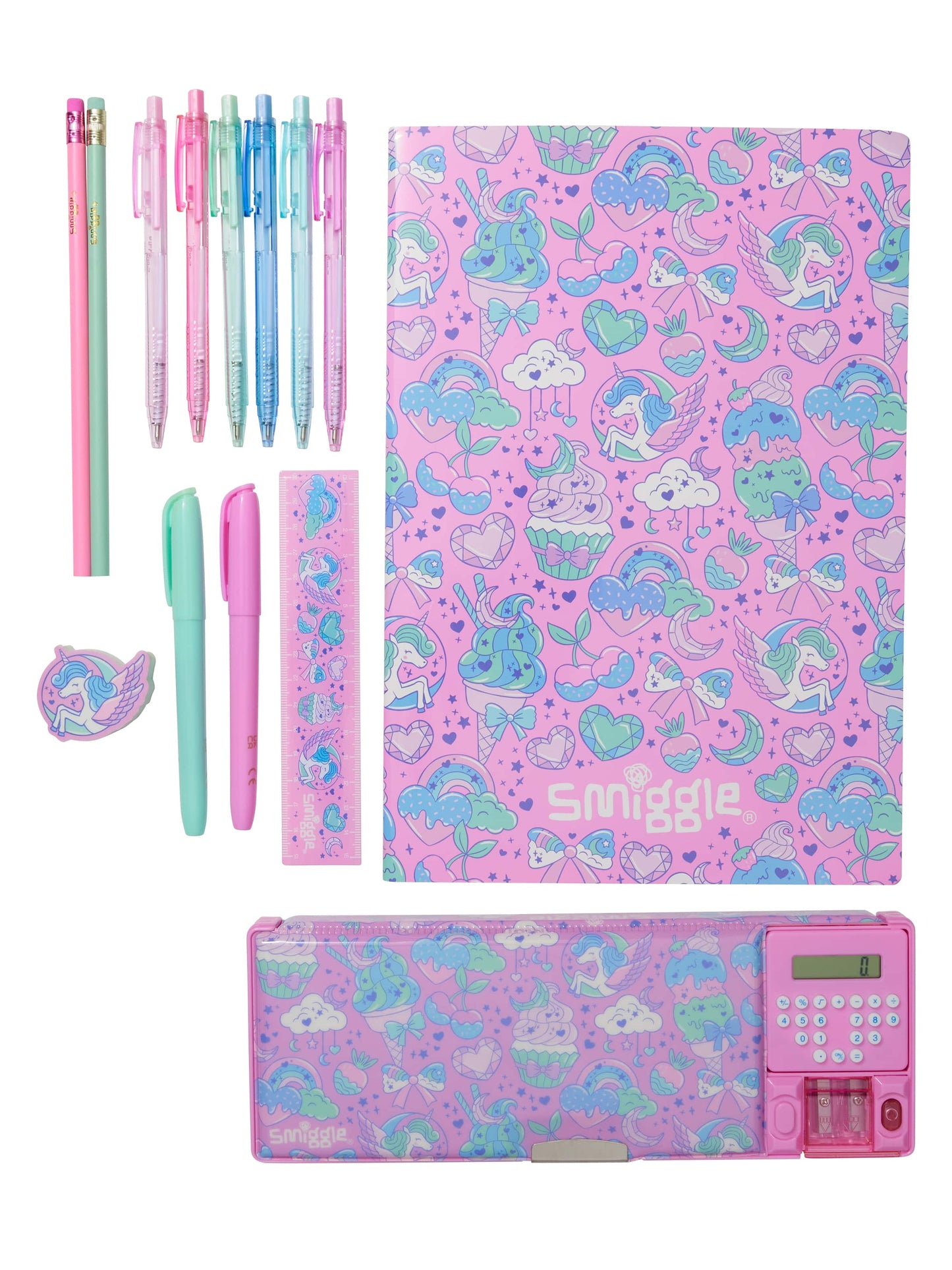 Smiggle - Wonderland Stationery Set and Automatic Pencil Case