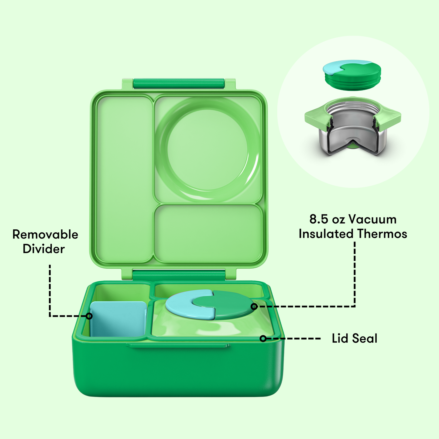 Omiebox - Insulated Apple Green Bento Lunch Box