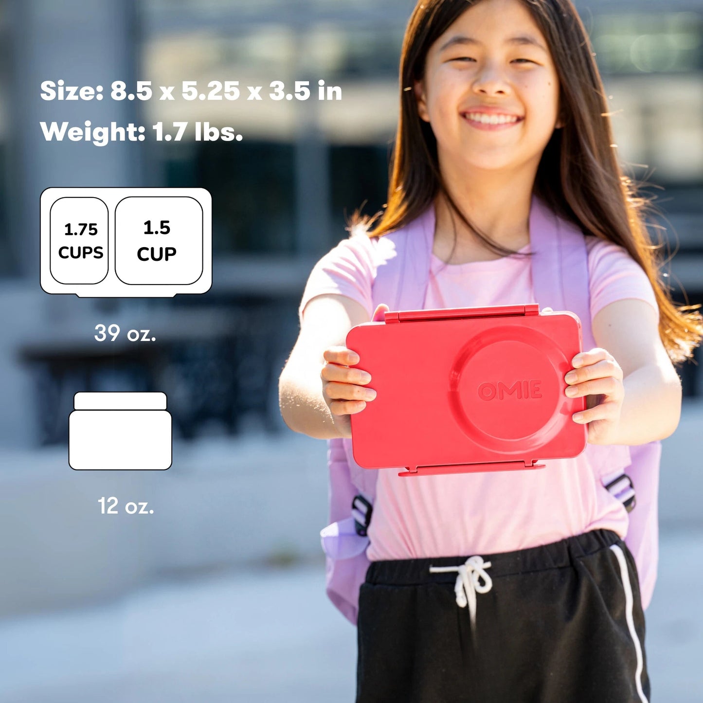 Omiebox - UP Thermally Insulated 2nd Generation Cherry Pink Bento Lunch Box