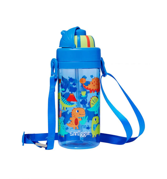Smiggle - Glide Teeny Tiny Dinossi Tasarımı 400 ML BPAsız Gizli Pipetli Suluk