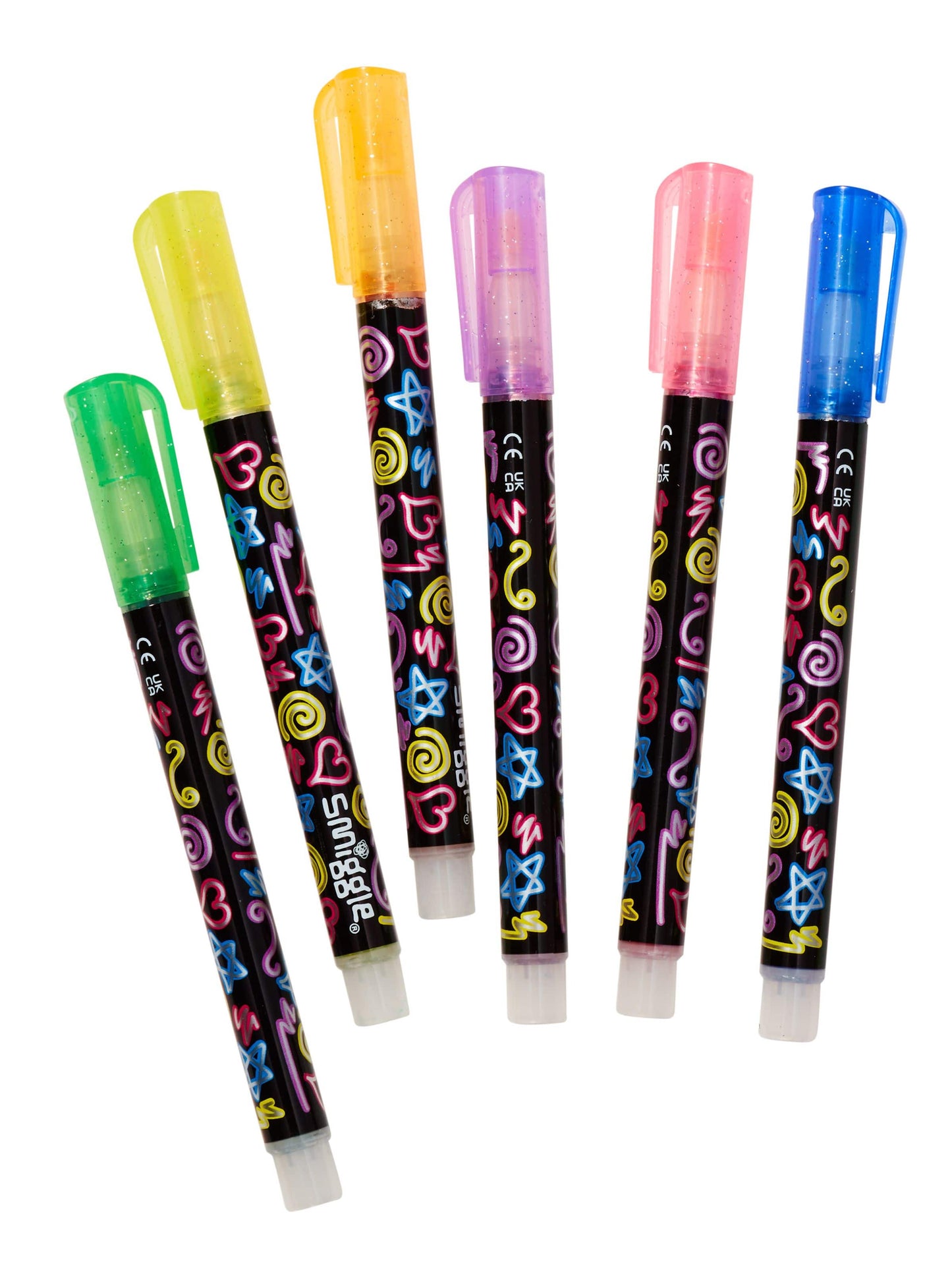Smiggle - Outline Silver Glitter Highlighter 6-Piece Pen Set