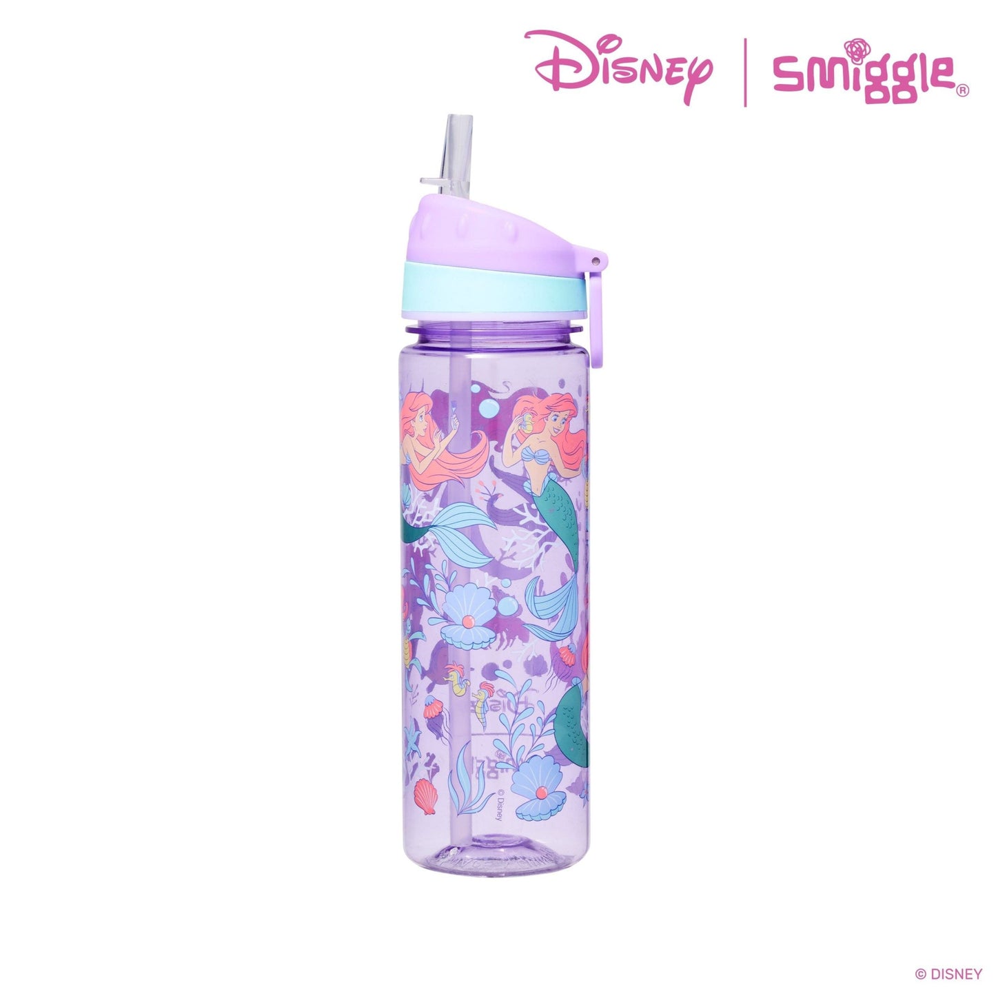 Smiggle - Disney Princess Straw 650ml BPA-Free Water Bottle