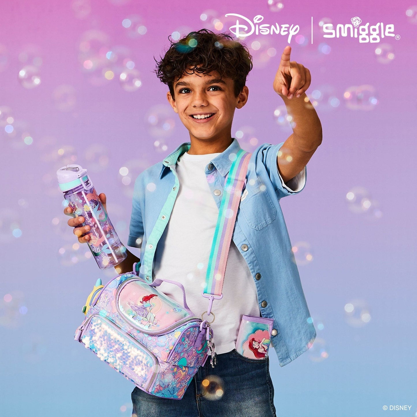 Smiggle - Disney Princess Straw 650ml BPA-Free Water Bottle