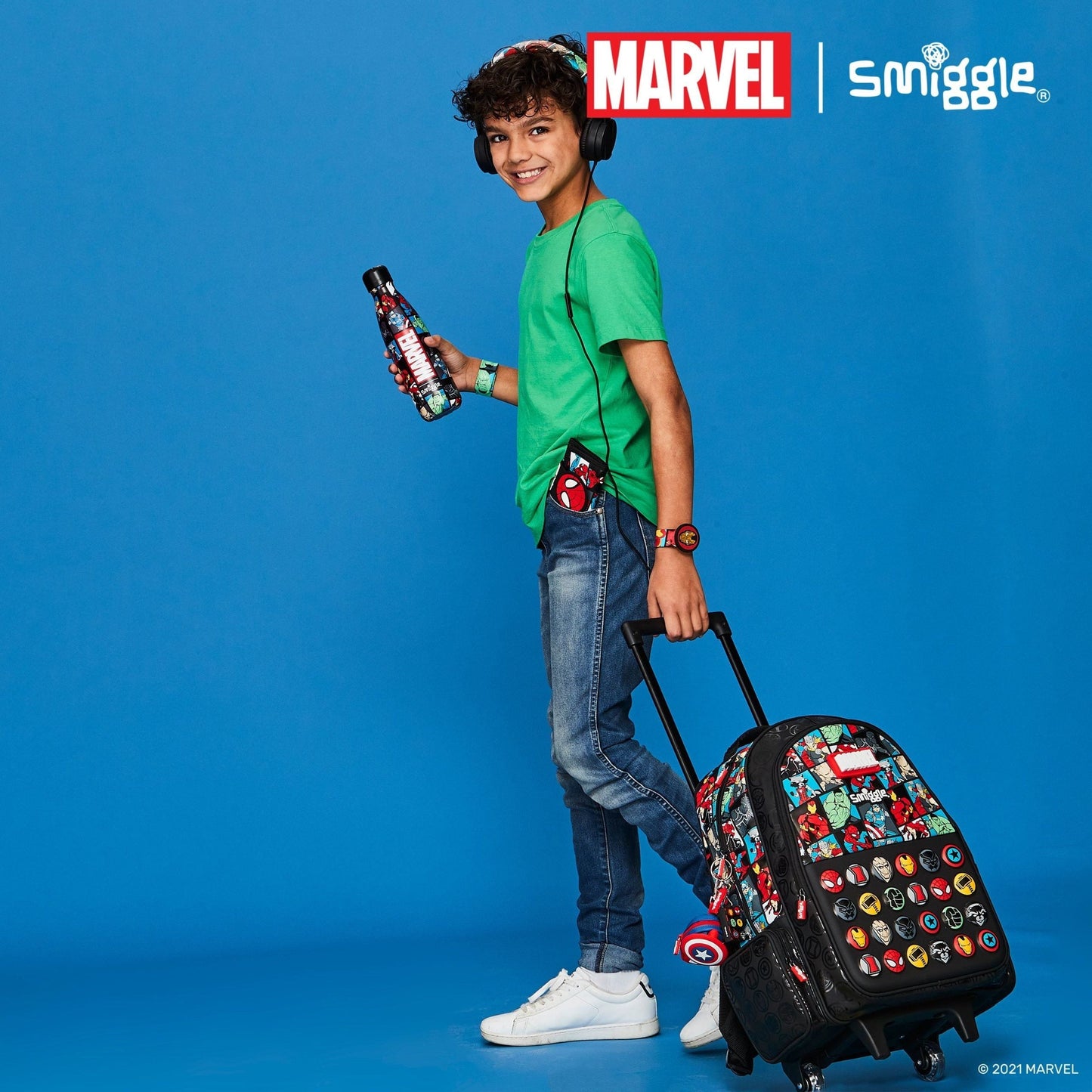 Smiggle - Marvel Light-Up Wheeled Trolley Bag