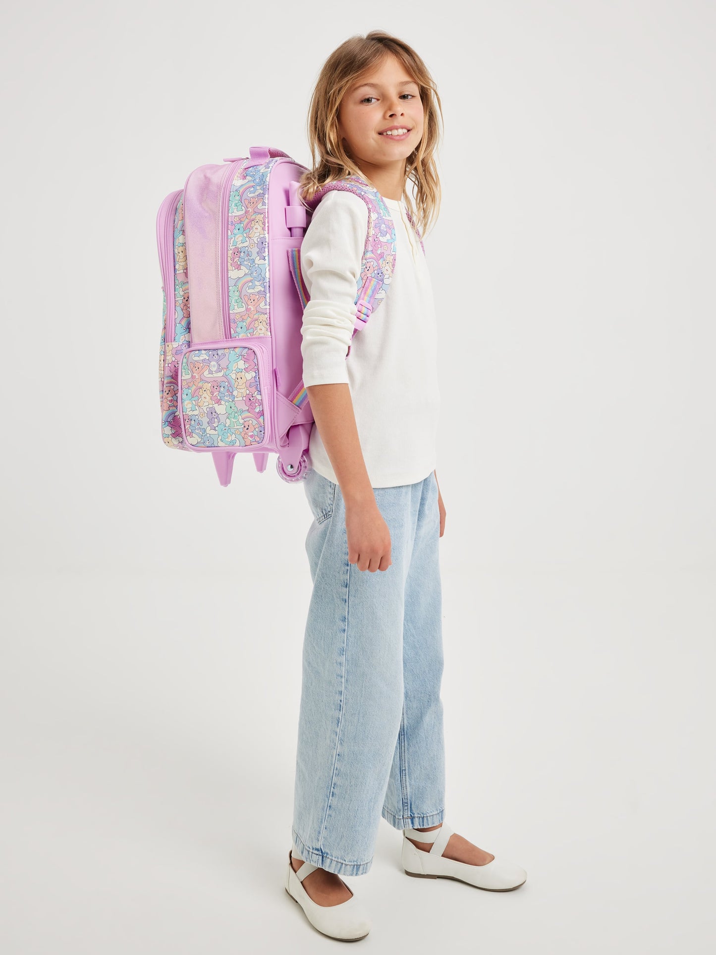 Smiggle - Care Bears Light-Up Wheeled Trolley Bag