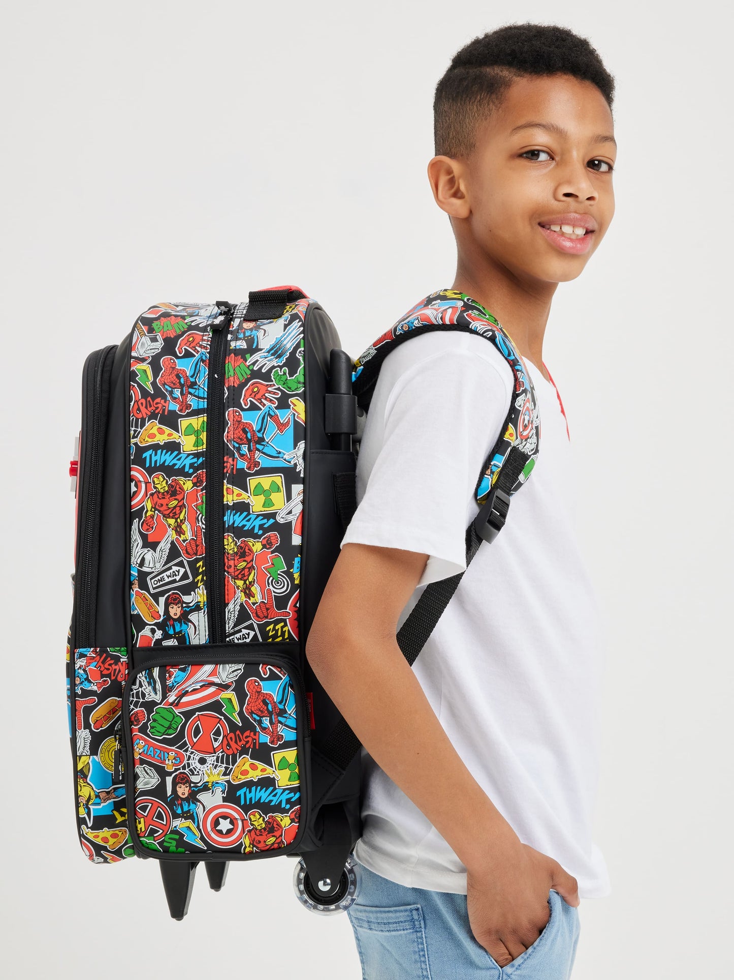 Smiggle - Marvel Light-Up Wheeled Trolley Bag