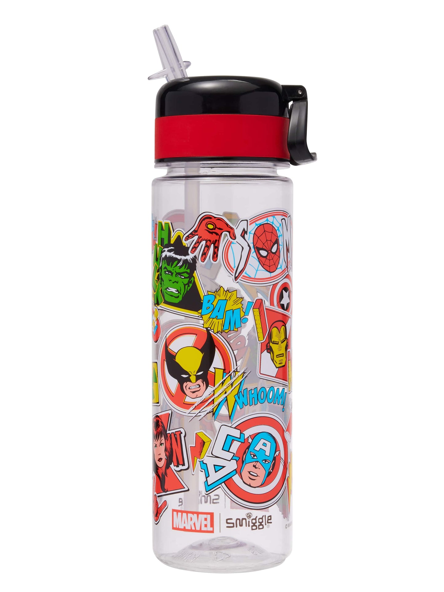 Smiggle - Marvel 650 ML Water Bottle with Straw