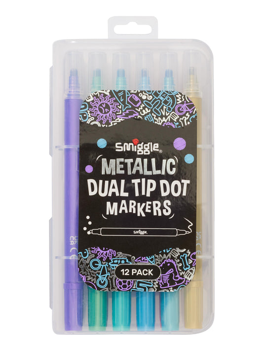 Smiggle - Metallic Double-Ended Point Markers Pack X12