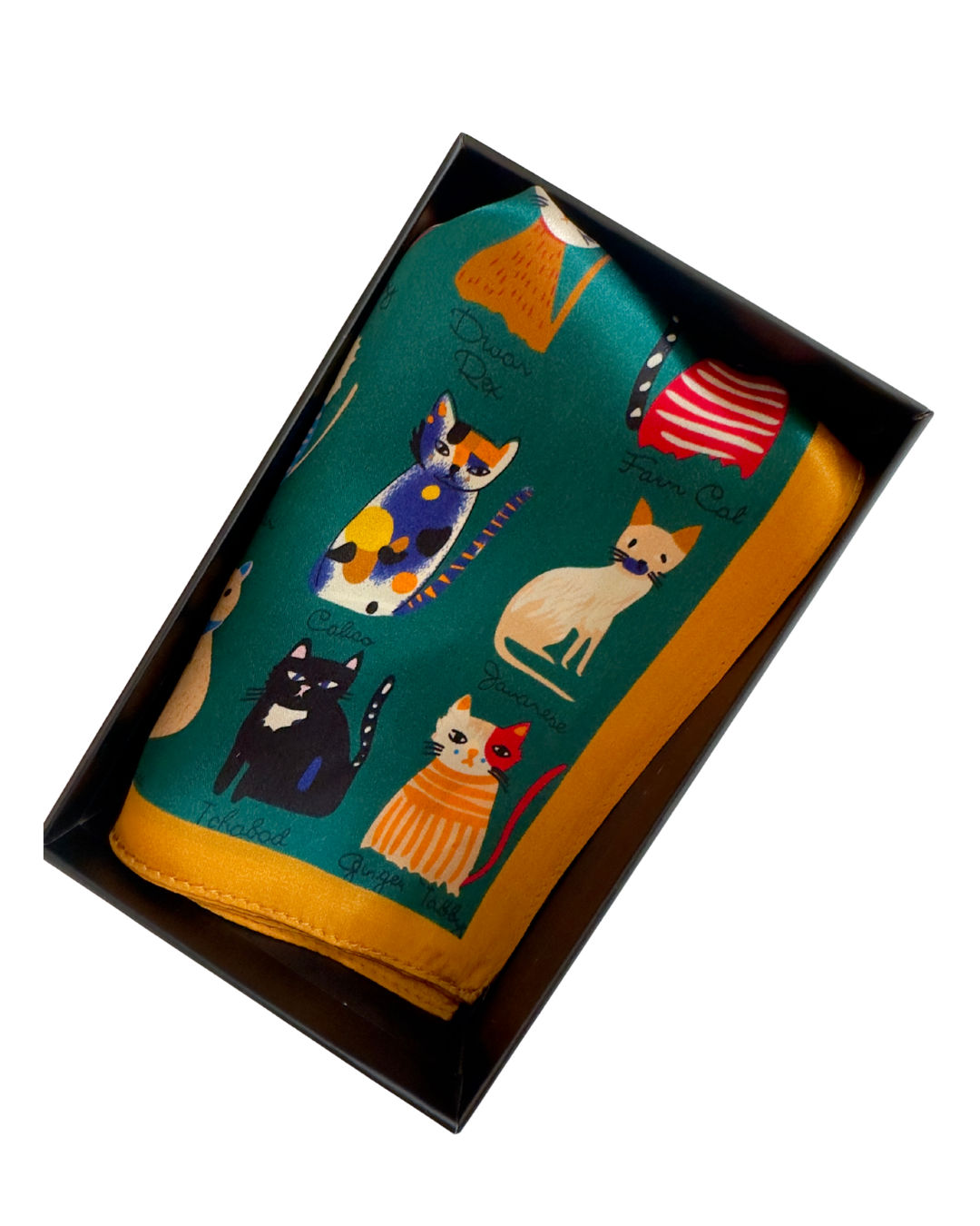 Baveal - Emerald Cats %100 Dut İpeği Şal – 53 cm