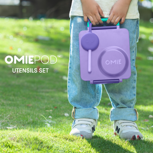 Omiebox - OmiePod Lilac Silicone Fork and Spoon Set