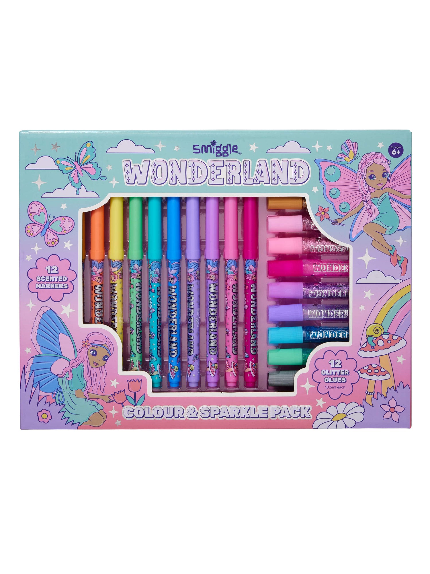 Smiggle - Wonderland Kokulu Boyama Kalemi ve Simli Yapıştırıcı Seti